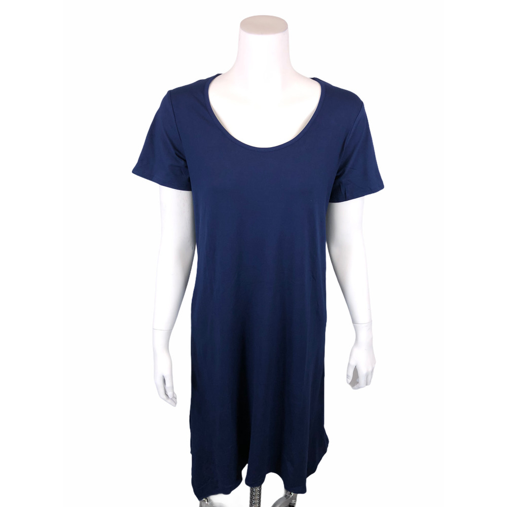 Cuddl Duds Women's Flex-wear Petite Handkerchief Hem Dress Navy Blue PM Size